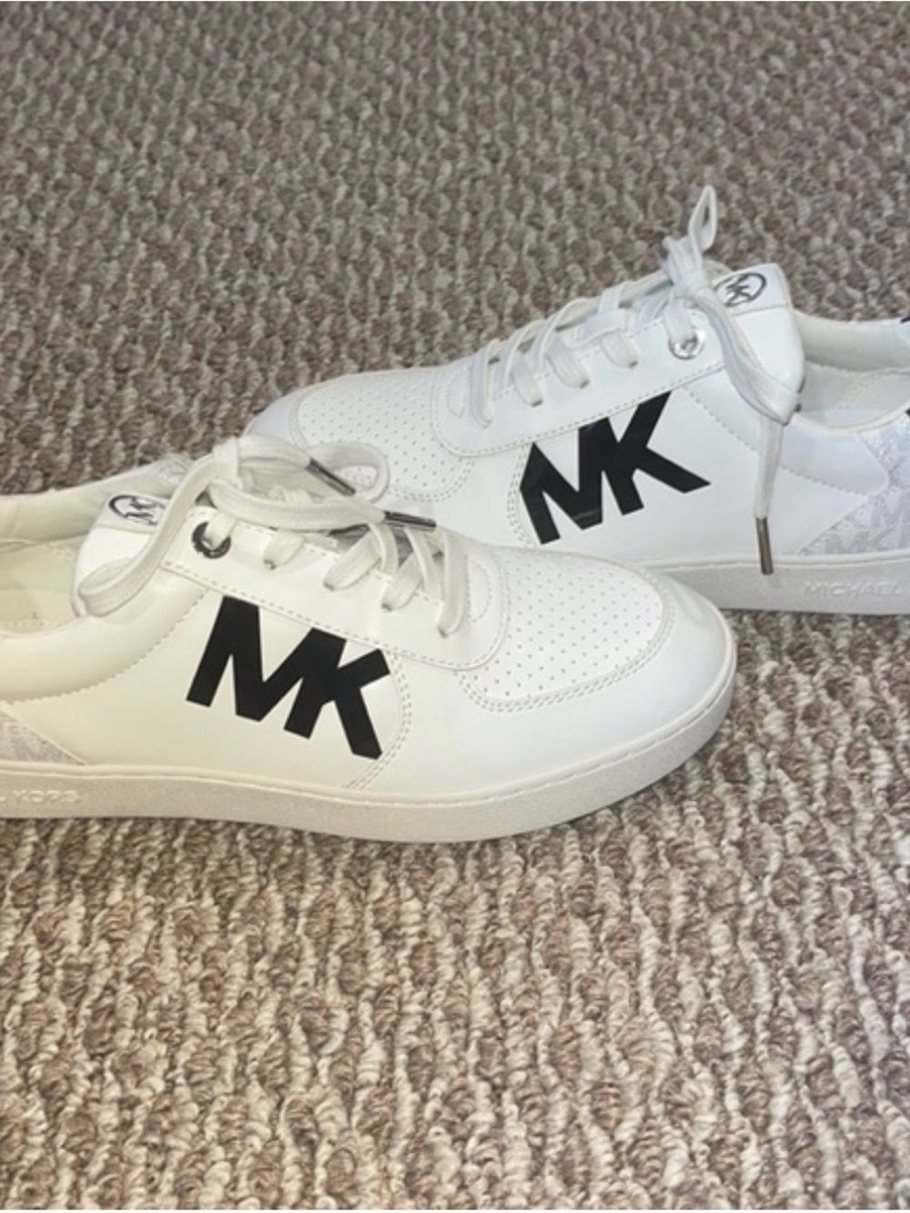 Michael Kors White Sneakers with Black MK Logo